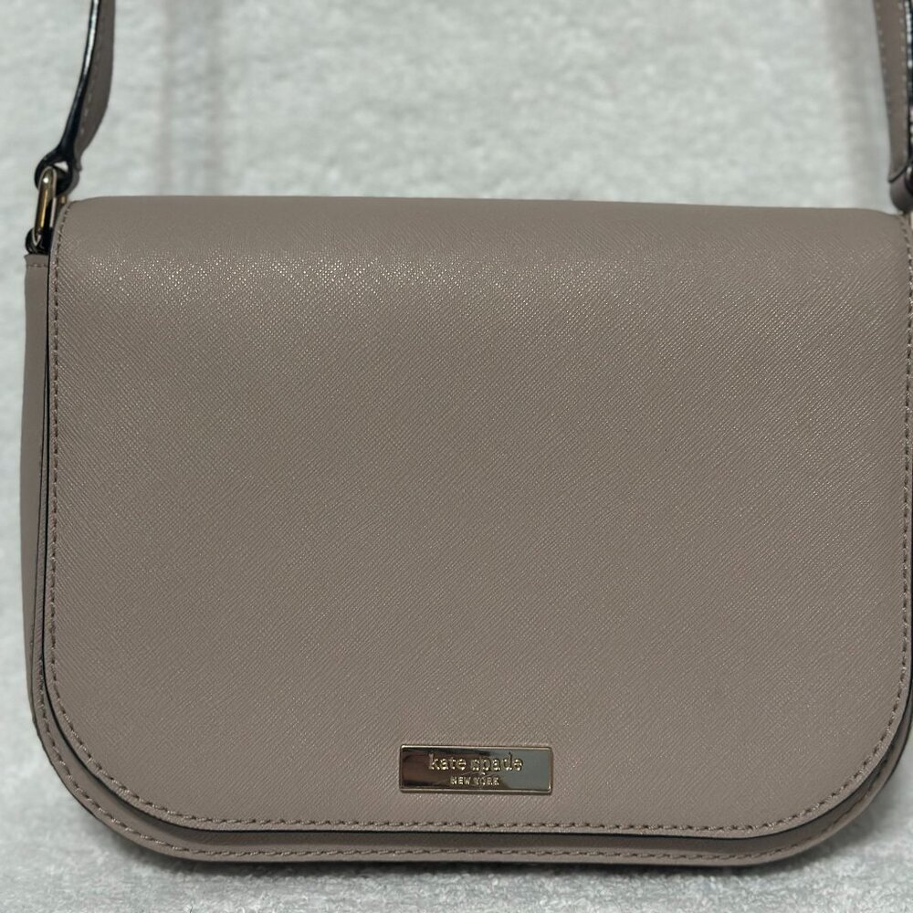 -SOLD-Kate Spade Emmie Flap Pebbled Leather Crossbody Bag Rose Smoke K8215